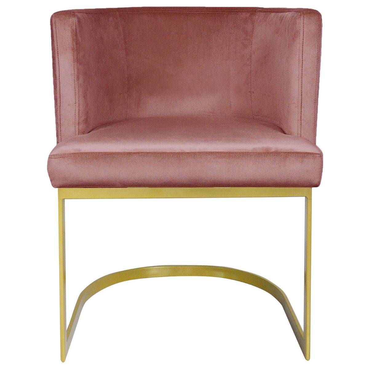 Chaise rose matelassée simili cuir rose / Pieds métal rose pour