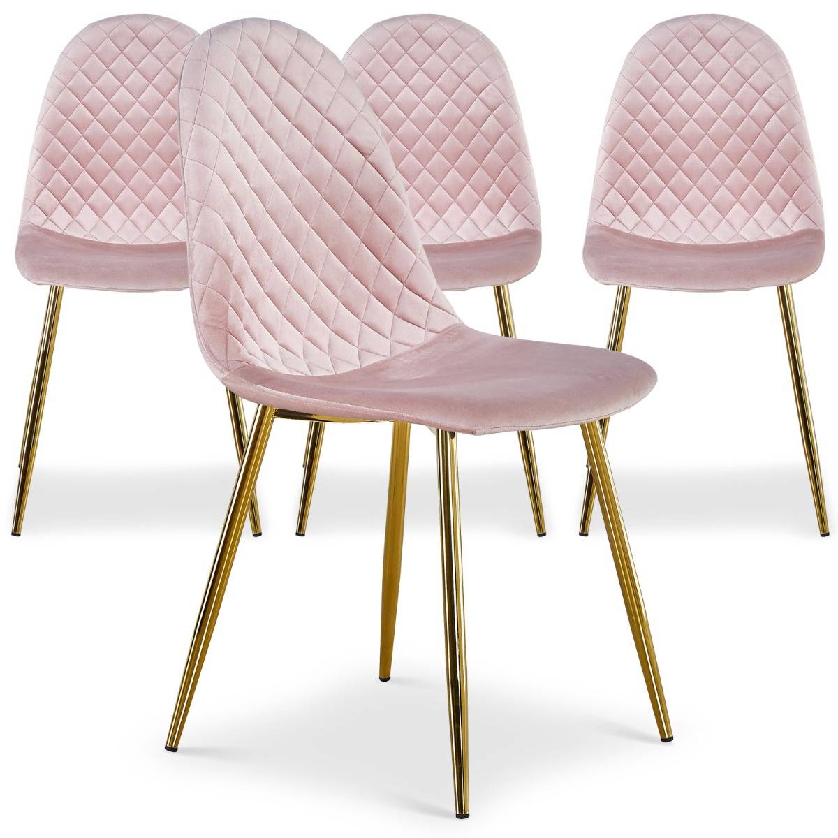 Set van 4 doorgestikte stoelen van Norway Velours Rose