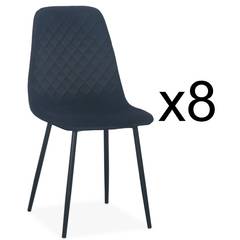 Set aus 8 gepolsterten Stühlen Norway Beine Schwarz und Velours Schwarz