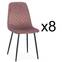 Lote de 8 sillas Norway acolchadas patas negras y terciopelo rosado
