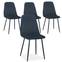 Set van 4 Norway Velours Black gewatteerde stoelen, zwarte poten
