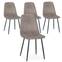 Set van 4 Norway Velours Taupe gestoffeerde stoelen, zwarte poten