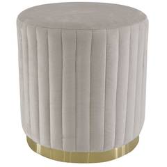 Pouf rond Nutley Velours Taupe
