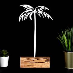 Deko-Objekt zum Aufstellen Approbatio Kokospalme Palme 35cm Metall Weiß Holzsockel
