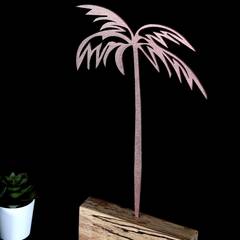 Objet décoratif à poser Approbatio cocotier palmier 35cm Métal Bronze Socle Bois