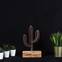 Oggetto decorativo da mettere Approbatio mini cactus Saguaro 24cm Metallo Bronzo Base Legno