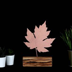 Decoratief tafelobject Frost maple bloem L17xH27cm Donker hout en Brons metaal