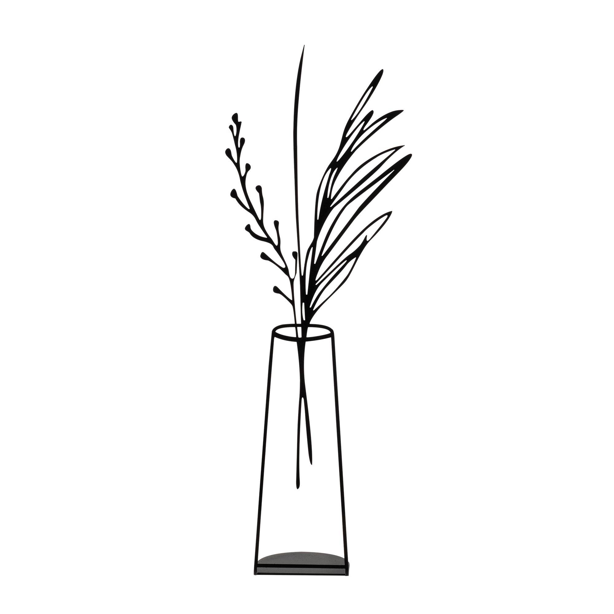 Objet décoratif à poser Jagal L19xH50cm Pot plante sauvage de palme Métal Noir