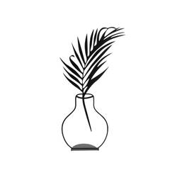 Oggetto decorativo da mettere Jagal L20xH40cm Vaso e foglia di palma Metallo Nero