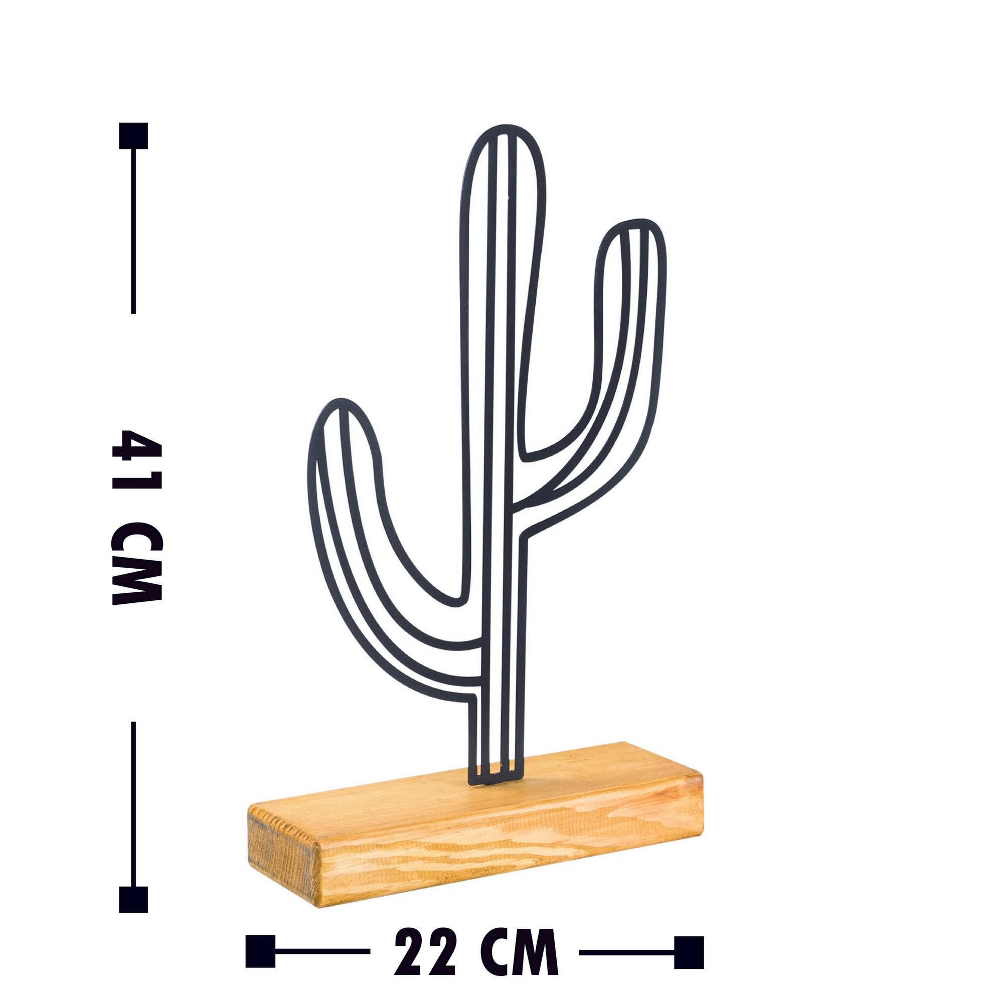 verkiezing Gelijk Schaar Objet décoratif à poser Deorsum cactus Métal Bois Noir