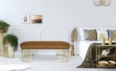 Orleans Sitzbank mit Samtbezug und goldenen Füßen, Terracotta