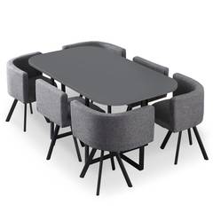 Tavolo e sedie Oslo XL Grigie e Tessuto Grigio