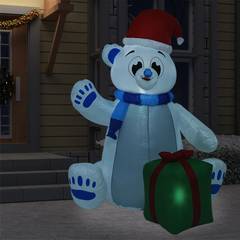 Aufblasbarer Eisbär Weihnachten LED Ribot H240cm Stoff Mehrfarbig