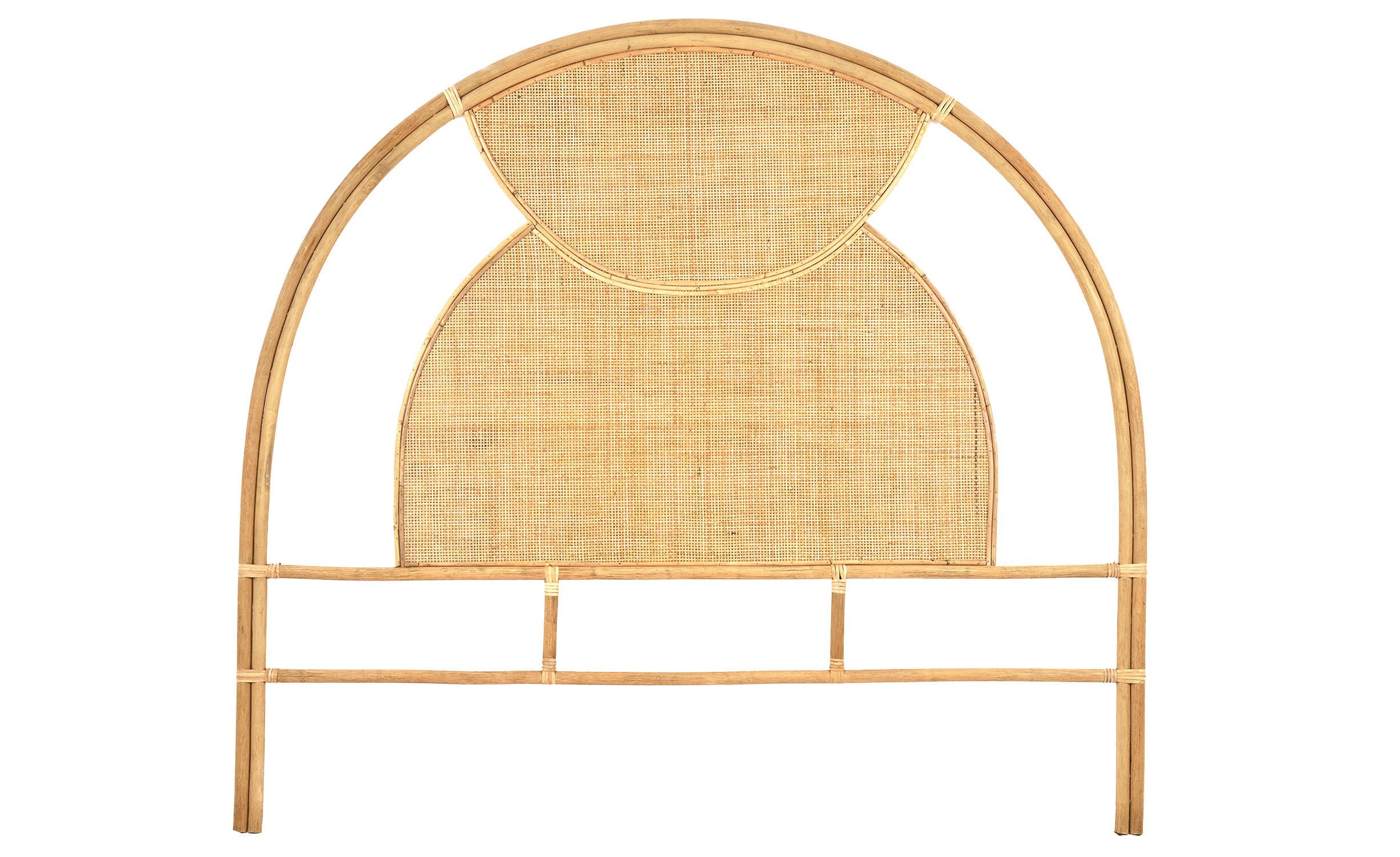 Papara 140cm rotan hoofdbord met licht houten riet