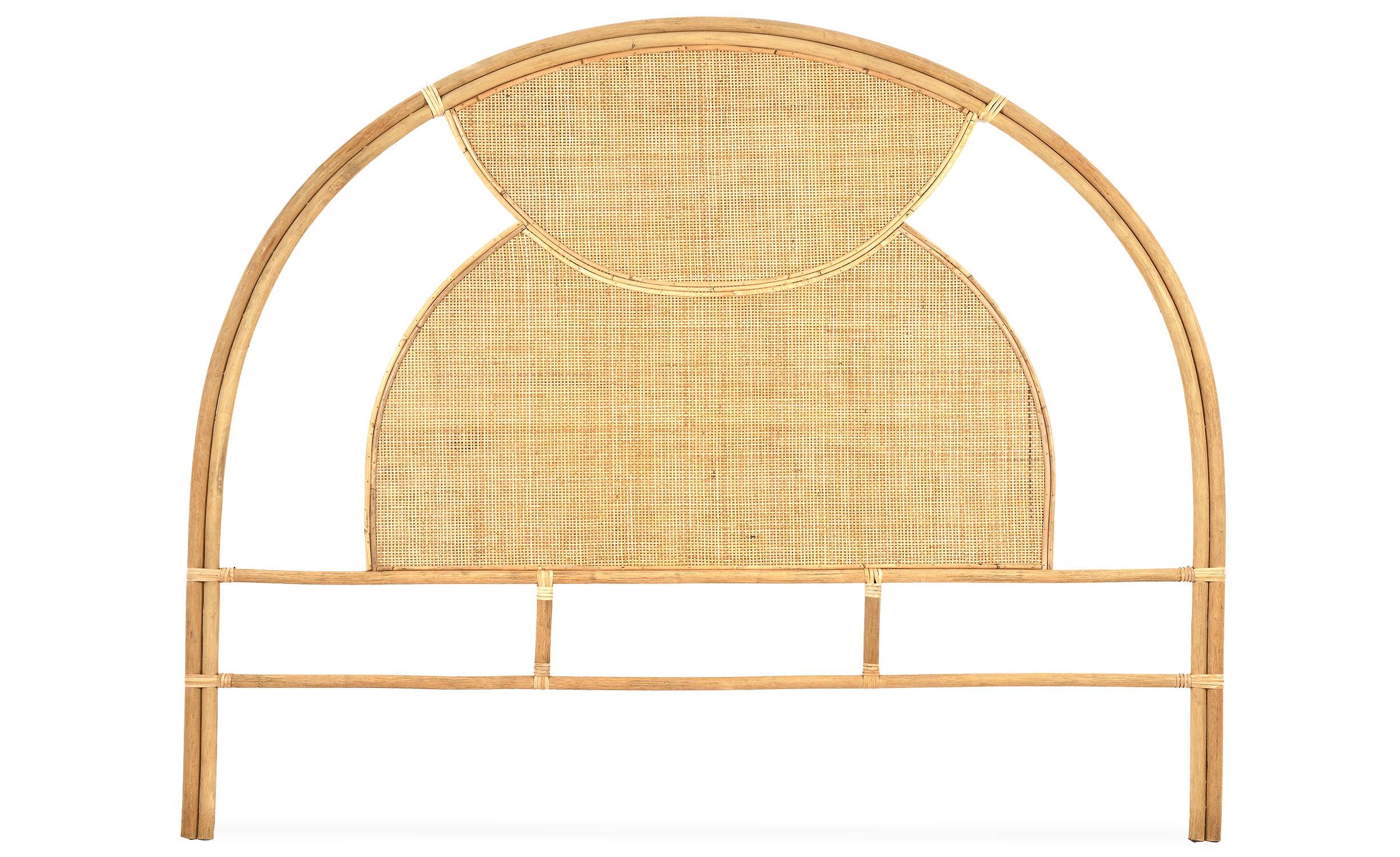 Rattan-Kopfteil Papara 160cm mit Rohrgeflecht Helles Holz