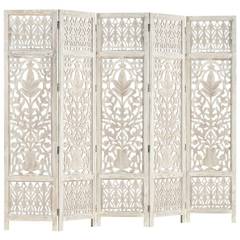 Paravent 5 Panels Xiangtan 100x165cm Massivholz Weiß