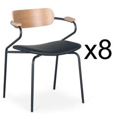 Set von 8 Design-Stühlen Paradox Holz und Kunstleder Schwarz