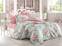Parure de lit Antoinette 200x220cm avec 2 taies d'oreiller 50x70cm Tissu Motif floral vert menthe et rose