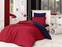Parure de lit bicolore 160x220cm avec drap plat 160x240cm et taie d'oreiller 50x70cm Duopligo Rouge et bleu foncé