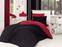 Parure de lit bicolore 160x220cm avec drap plat 160x240cm et taie d'oreiller 50x70cm Duopligo Noir et rouge