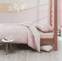 Parure de lit bicolore 160x220cm avec drap plat 160x240cm et taie d'oreiller 50x70cm Duopligo Rose clair et beige