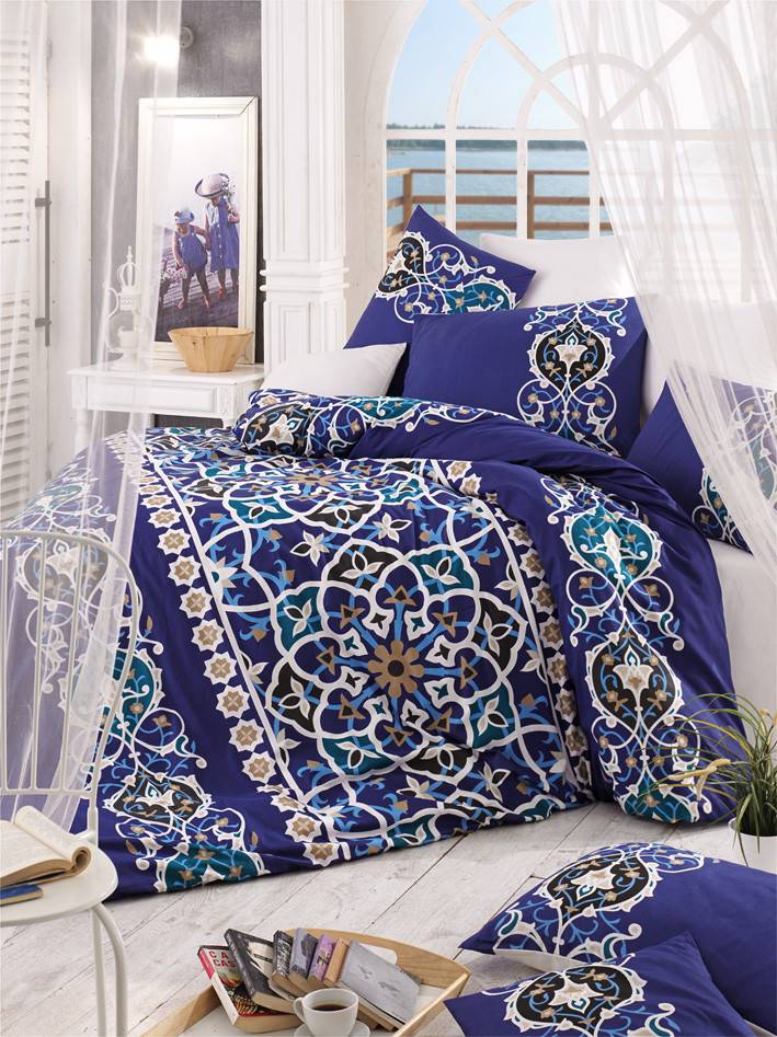 4-teiliges Set Doppelbettwäsche Noctis mit persischem Motiv aus verstärkter Baumwolle Blau Mehrfarbig