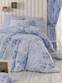 Parure de lit Eleana 200x220cm avec drap plat 220x240cm et 2 taies d'oreiller 50x70cm Motif fleurs Bleu