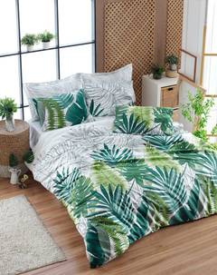 Juego de cama doble de 4 piezas Noctis jungle foliage pattern Algodón Reforzado Blanco Verde