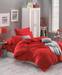 Set di 4 pezzi di biancheria da letto matrimoniale Noctis in cotone pieno rinforzato con ribes rosso