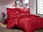 4-teiliges Set Doppelbettgarnitur Noctis mit Palmettenmotiv aus rotem Baumwollsatin