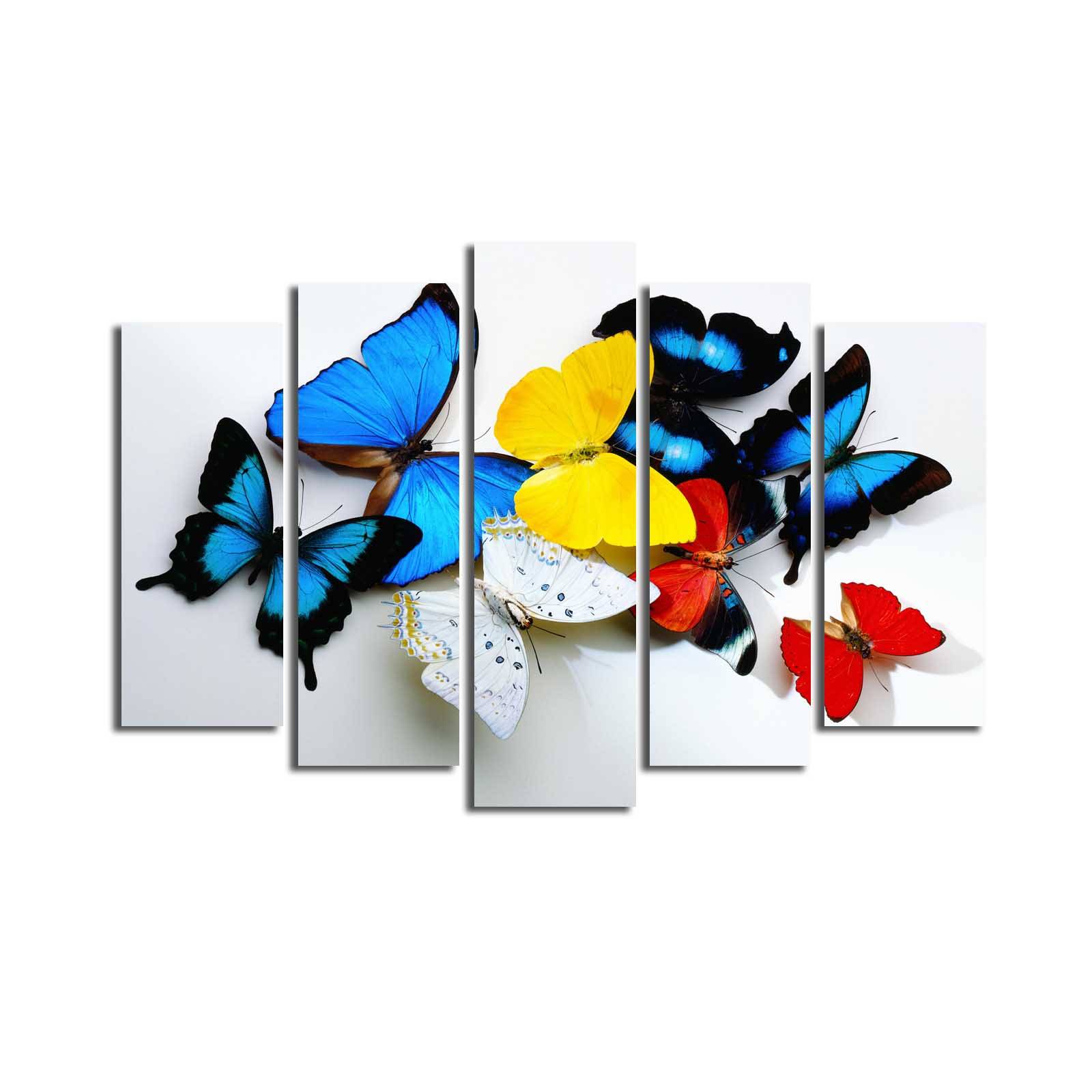 Pentaptych schilderij Atos Lepidoptera Suede Canvas Multicolour