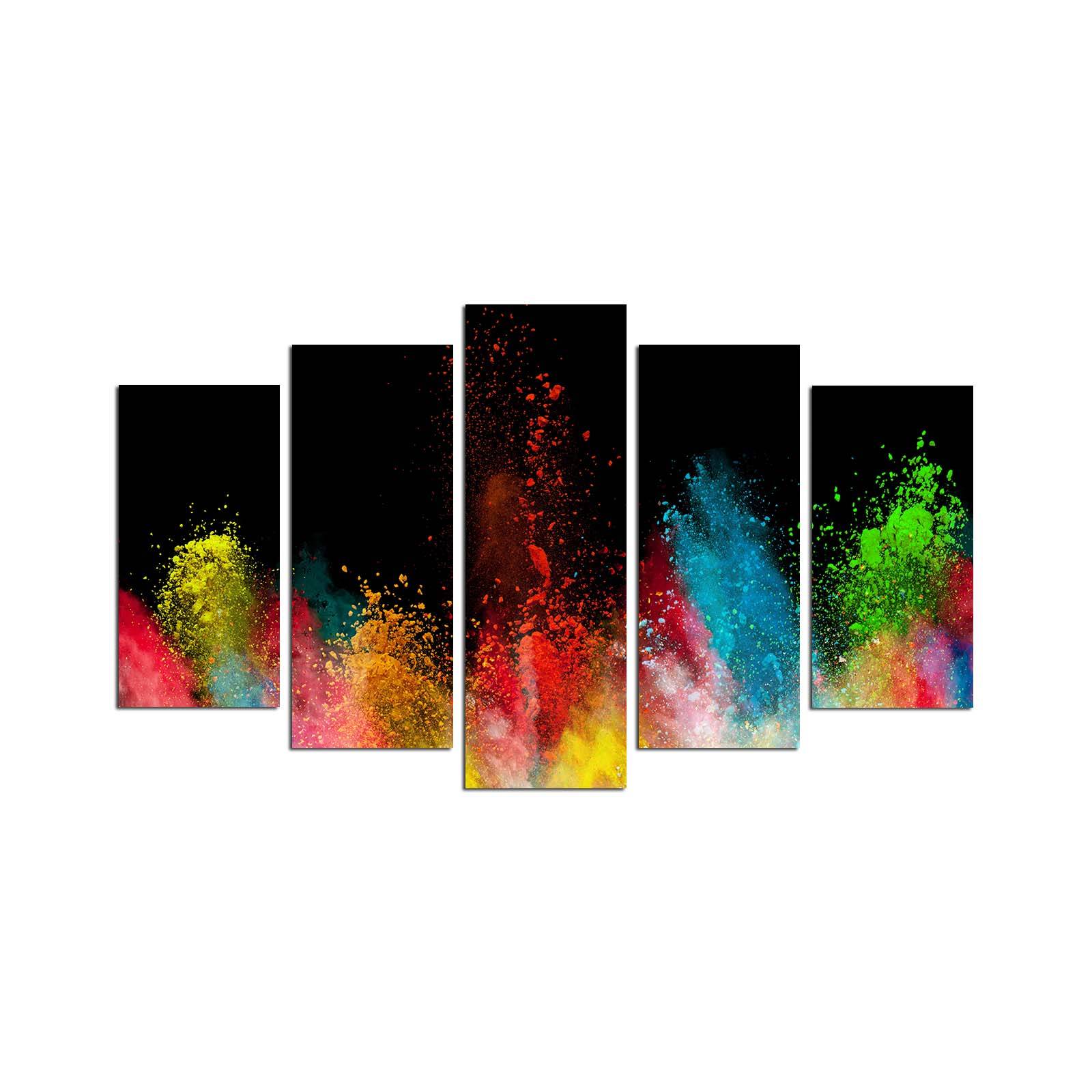 Conceptueel pentaptych schilderij pigment explosie Atos MDF Multicolour