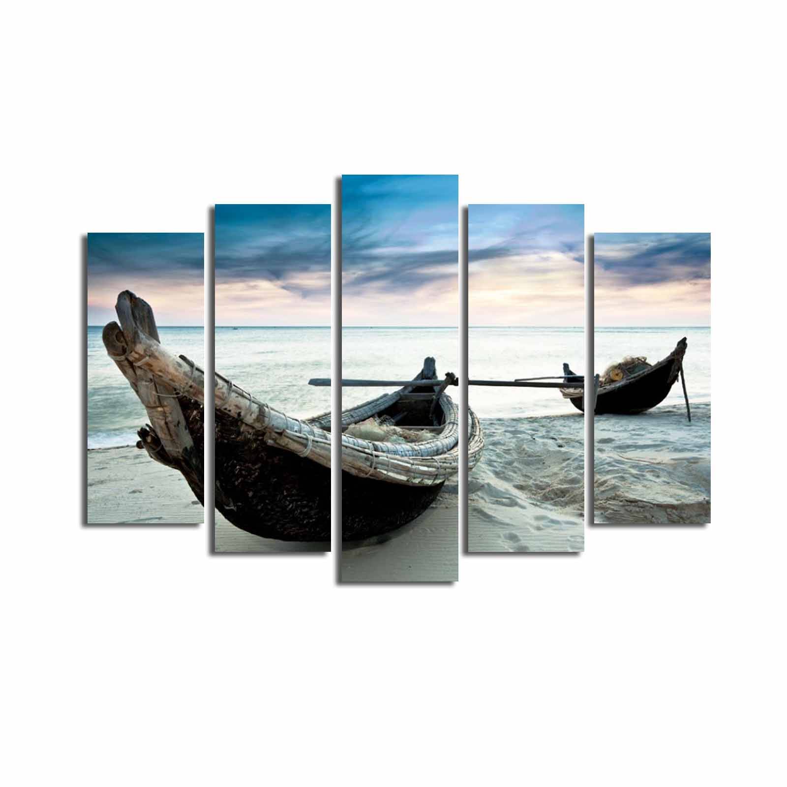 Pentittico Atos dipinto Modello barche sulla spiaggia
