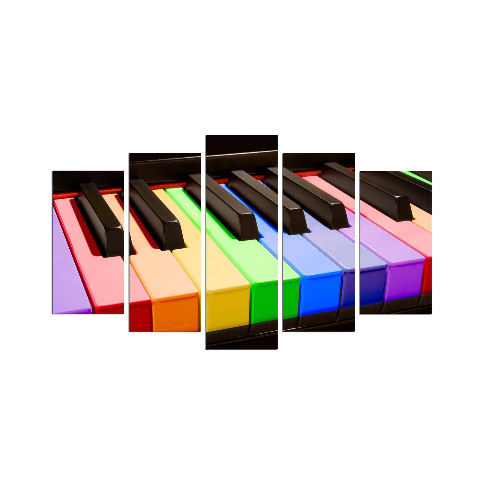 Pentaptych schilderij pianotoets in regenboog Atos MDF Multicolour