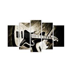 Pentaptychon Grex L110xH60cm Muster Zwei Gitarren Shades of Grey