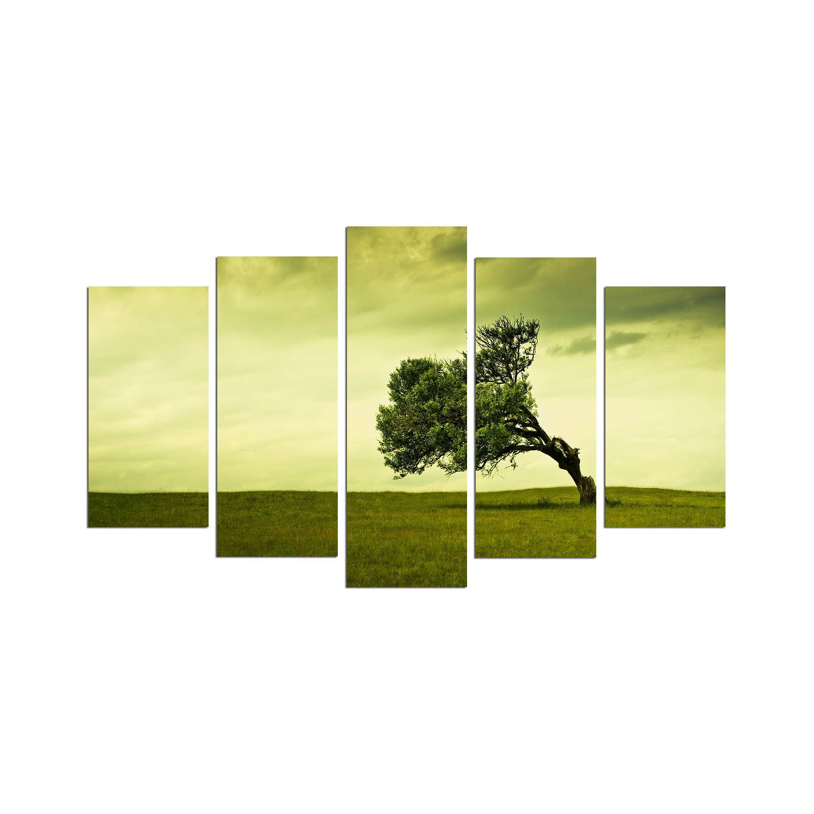 Pentaptychon Grex Leaning Tree Pattern Shades of Green