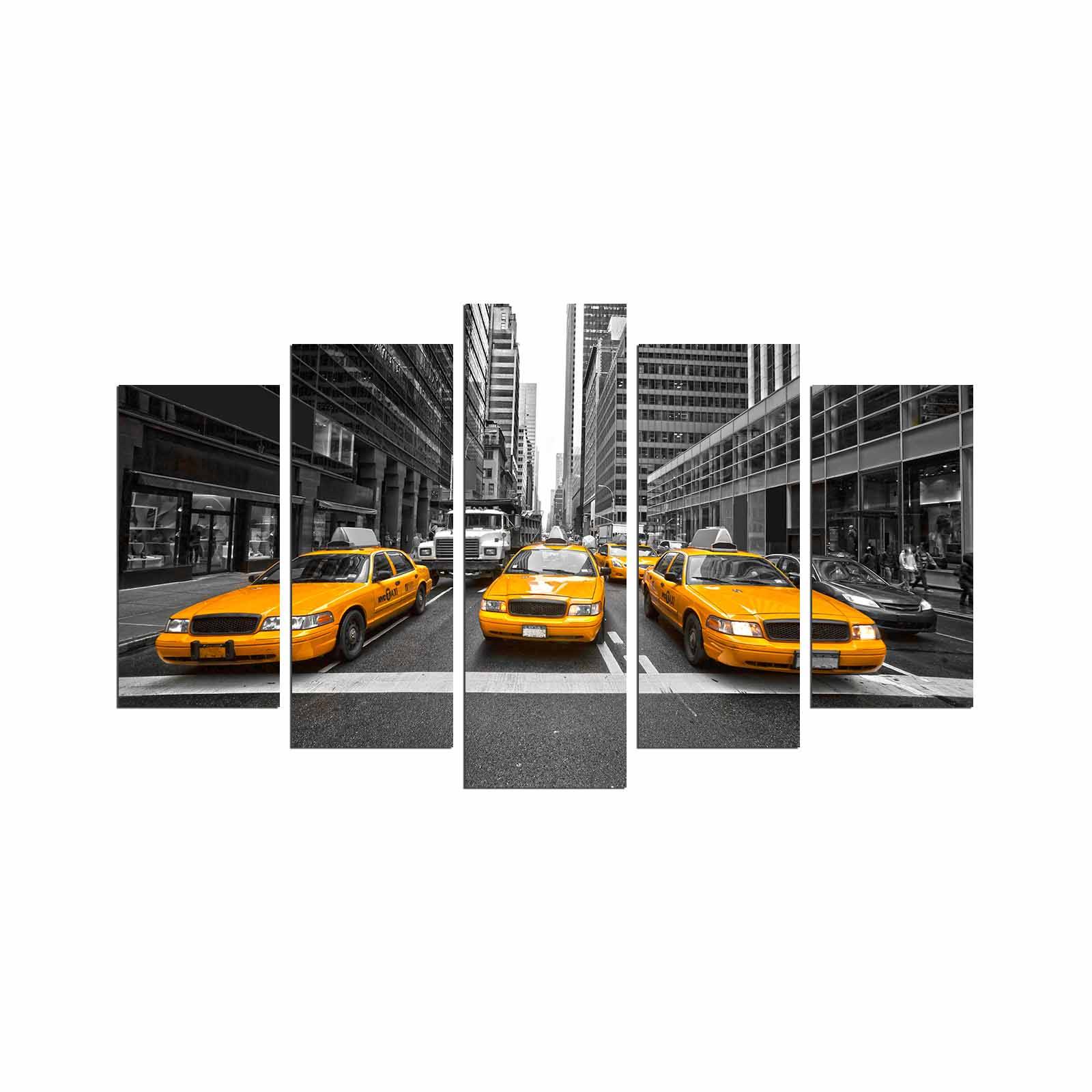 Pentaptych schilderij Grex taxi's New York MDF Multicolour