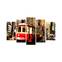 Pentaptych schilderij Grex stadsgezicht rode tram Multicolour MDF