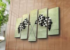 Pentittico Certa White, Black and Green Crossed Racing Flags Pattern