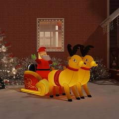 Opblaasbare Kerstman en Rendier LED Cremona L220xH130cm Rood en Geel Stof