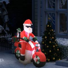 Opblaasbare Motorfiets Kerstman met LED Electra H160cm Rood Stof