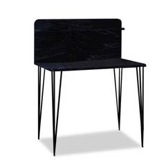 Bureau avec étagère pieds métal Pingmao Effet marbre noir