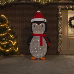 Weihnachtspinguin mit LEDs, Hut und Halswärmer Rot Anaud H180cm Stoff Schwarz und Weiß