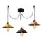 Plafoniera a ragno a 3 lampade Prismol Legno naturale e metallo Oro, nero e bronzo