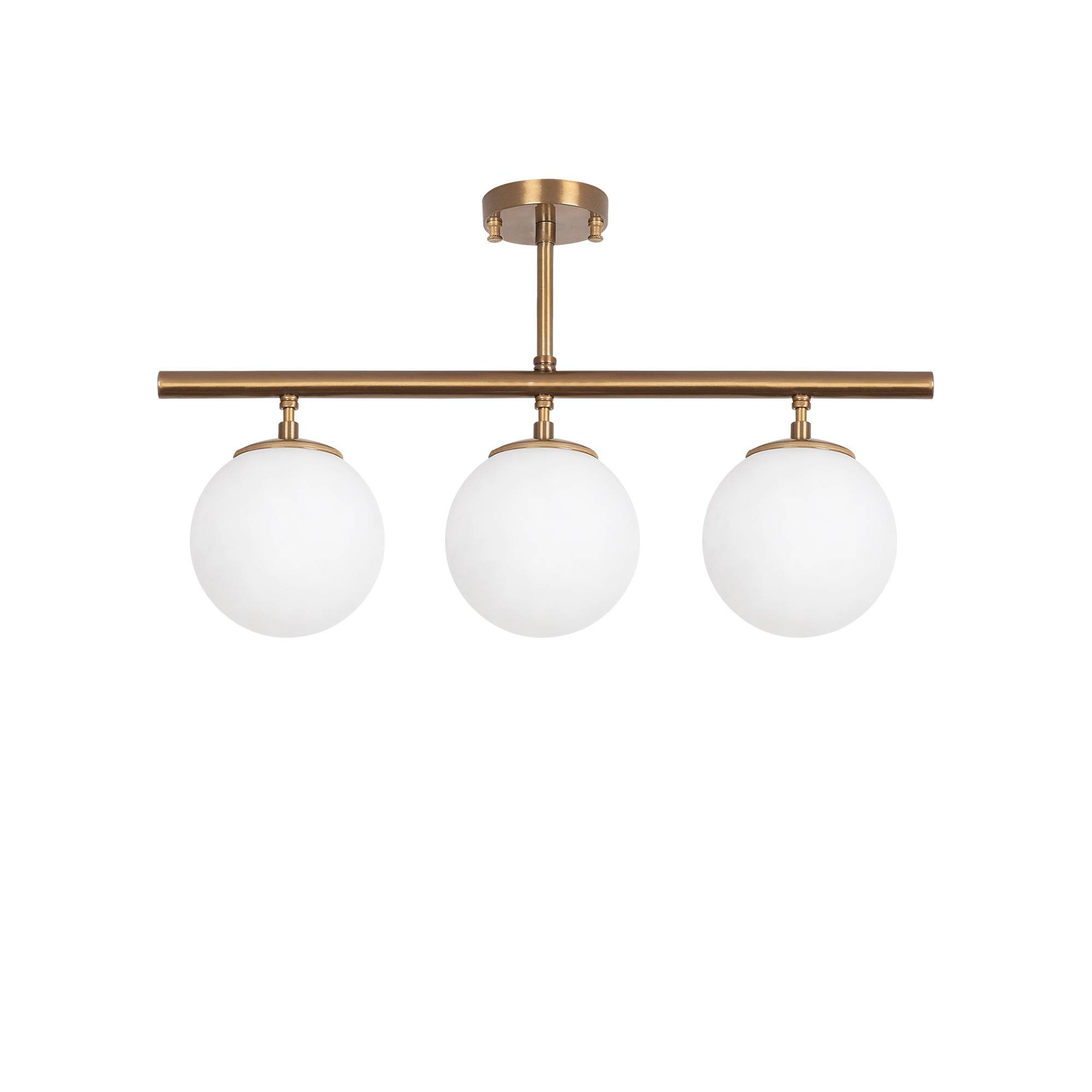 Bulla 3-lampada bar soffitto 60 x 37 cm Metallo Vetro Oro Antico Bianco 