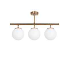 Bulla 3-lampada bar soffitto 60 x 37 cm Metallo Vetro Oro Antico Bianco 