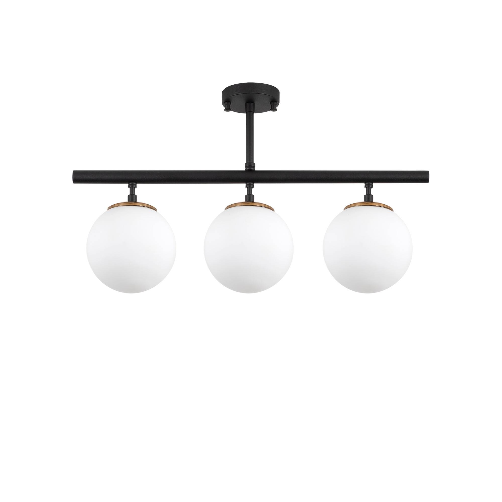 Plafondlamp bar 3 bolvormige lampen Bulla 60 x 37 cm Metaal Glas Zwart Wit 