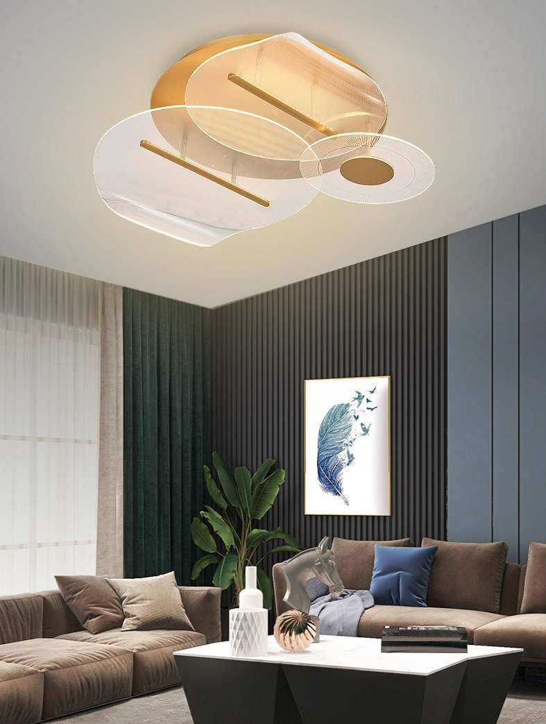 Plafonnier LED Ronde Panneau, Acrylique Avec Décors Transparent