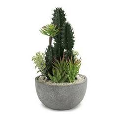 Plantes artificielles avec pot Gris Turia D17xH30cm Vert