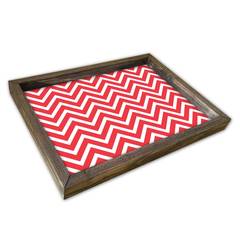 Tablero rectangular con fondo impreso en zigzag Caupona 30 x 40 cm Pino MDF Rojo 
